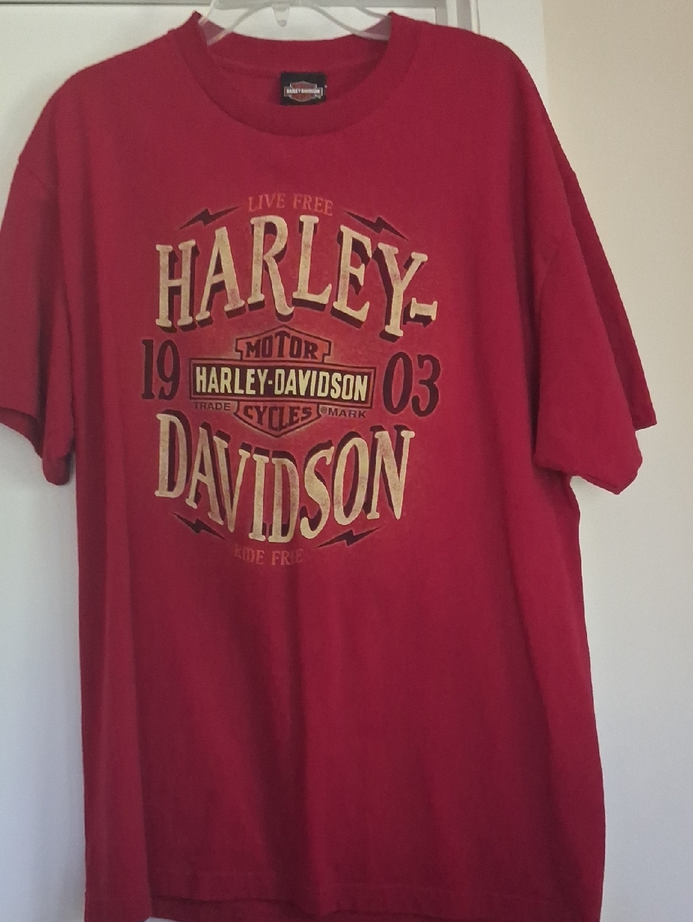 Harley-Davidson Red and Gold Logo Tee